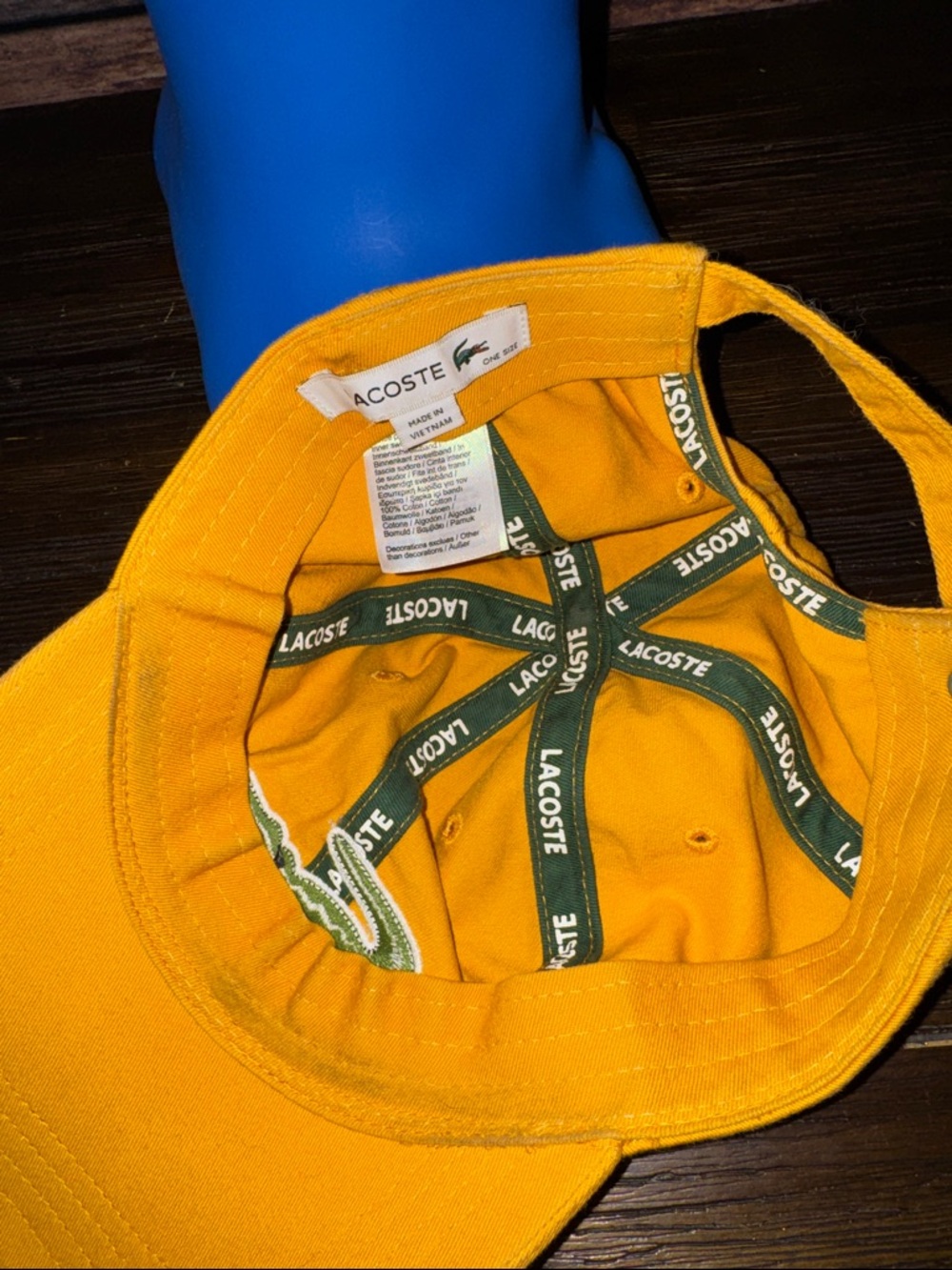 Lacoste Yellow Cap with Green Crocodile Patch - Picture 5 of 5